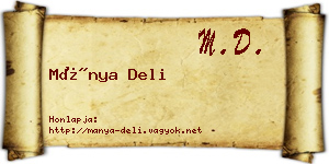 Mánya Deli névjegykártya